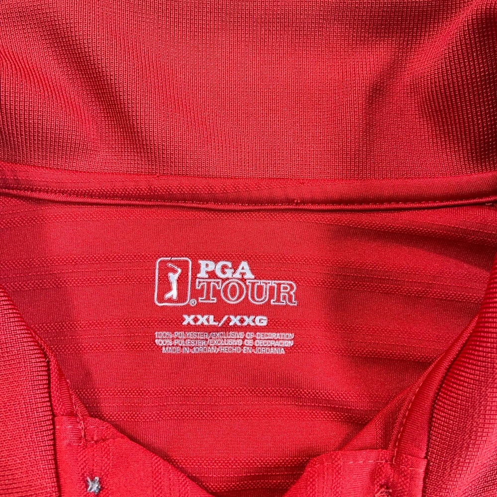 PGA Tour Golf Polo Shirt Mens 2XL Red Short Sleeve‎ Striped Performance Stretch - Picture 5 of 11